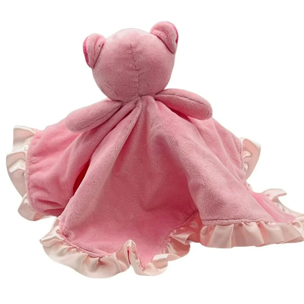 Stepping Stones Pink Bear Lovey Flower Floral Ruffle Edge Baby Security Blanket